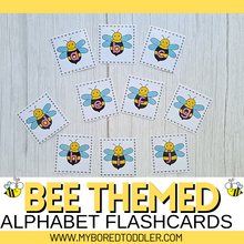 Load image into Gallery viewer, BEE themed alphabet flashcards Lowercase &amp; Uppercase
