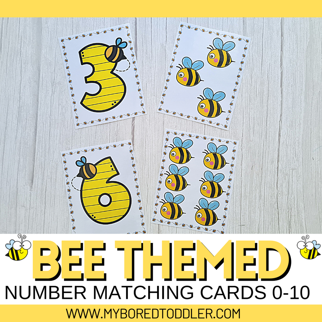 BEE themed number matching cards 0-10