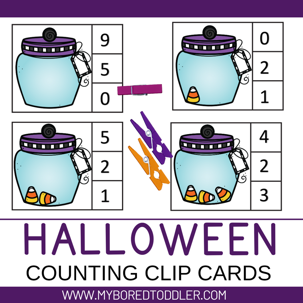 Halloween Candy Corn Counting Clip Cards 0 - 10 Color & Black & White