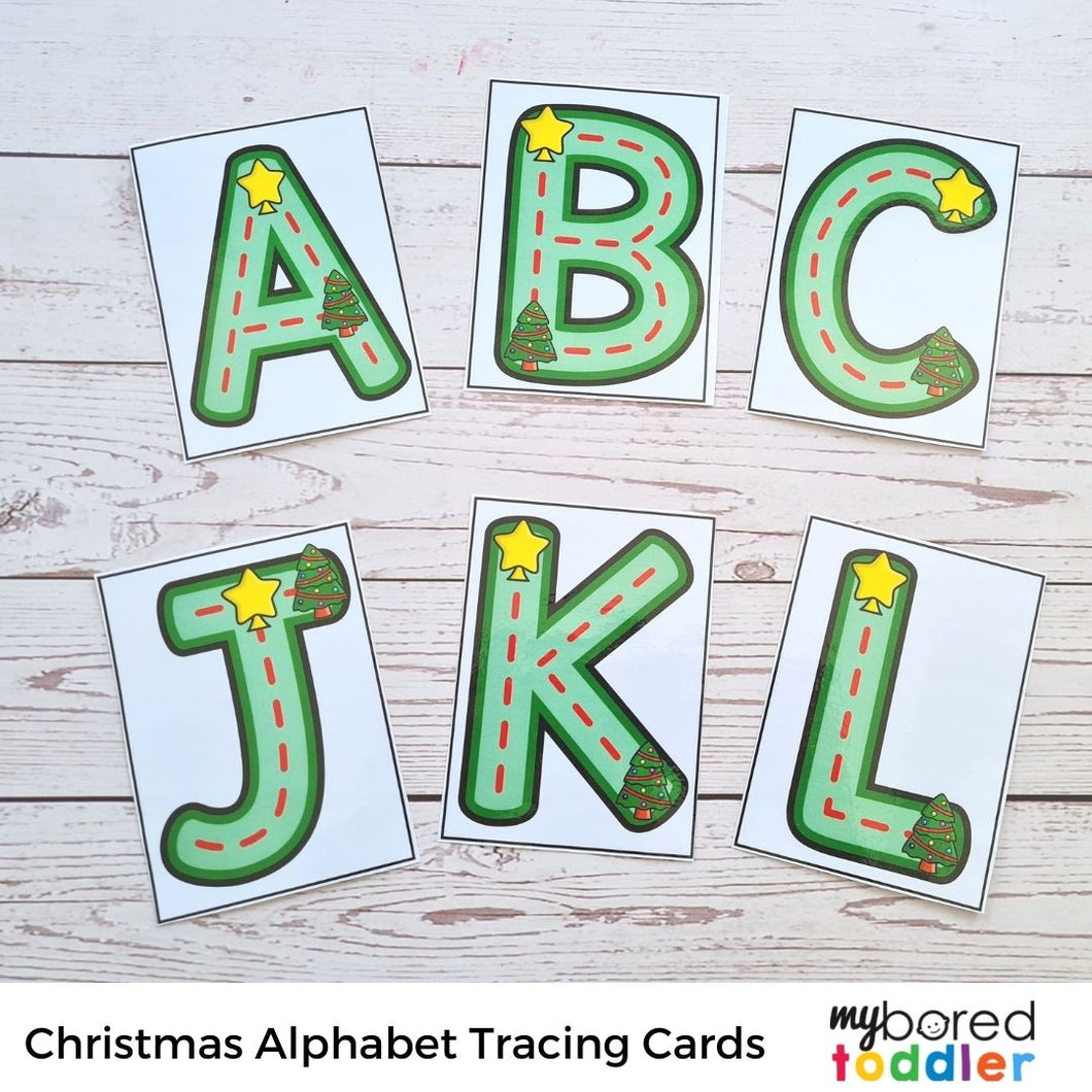Christmas Alphabet Tracing Cards Uppercase