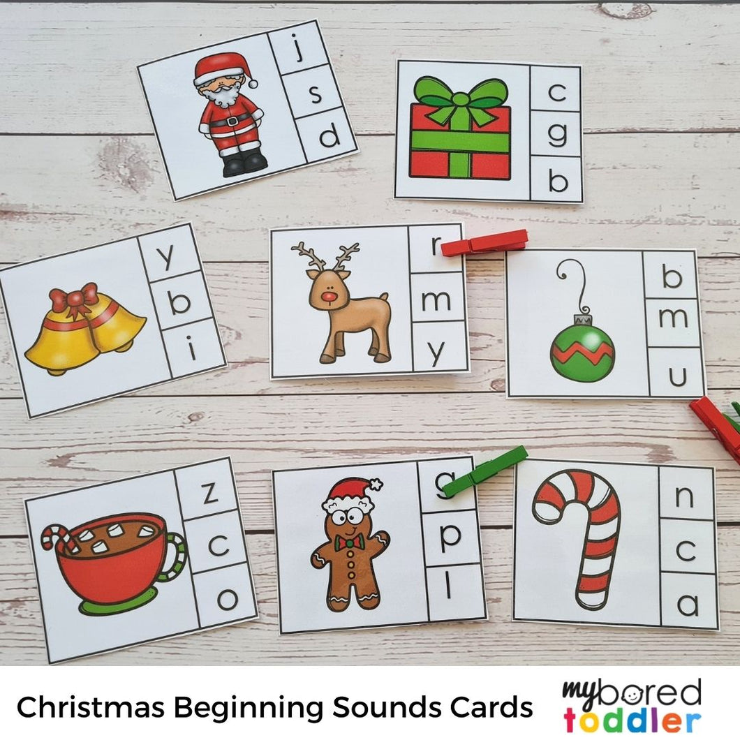Christmas Beginning Sounds Clip Cards