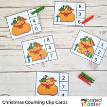 Load image into Gallery viewer, Christmas Gift Counting Clip Cards 0 - 10 Color
