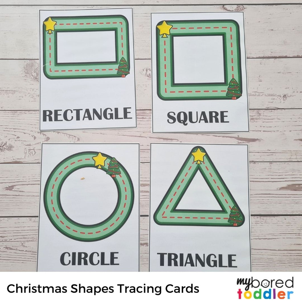 Christmas Shapes Tracing Cards