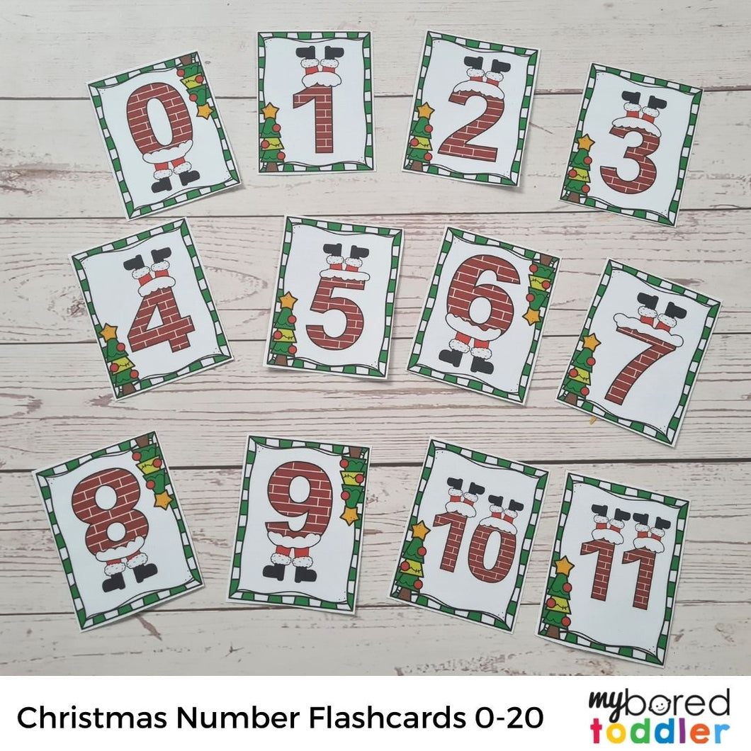 Christmas Santa Number Flashcards 0 - 20