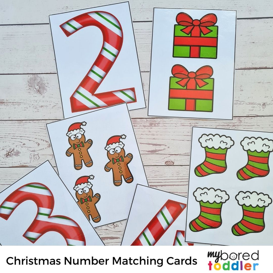 Christmas Number Matching Cards - Large