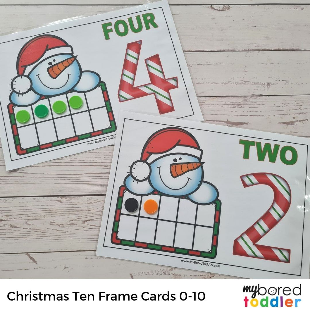 Christmas Ten Frame Counting Mats 0 - 10 2 styles included