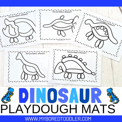 Dinosaur Playdough Mats Color & Black and White