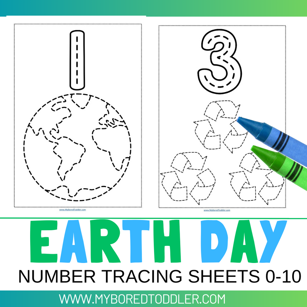 Earth Day Number Tracing Sheets 0-10