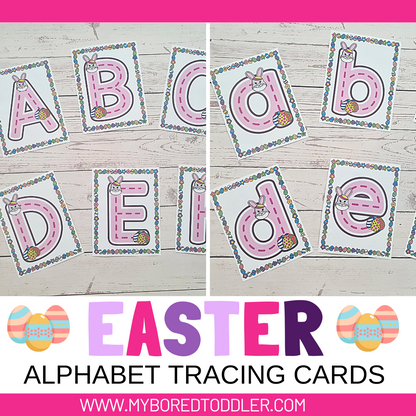 Easter Alphabet Tracing Cards - Bunny Design Lowercase & Uppercase
