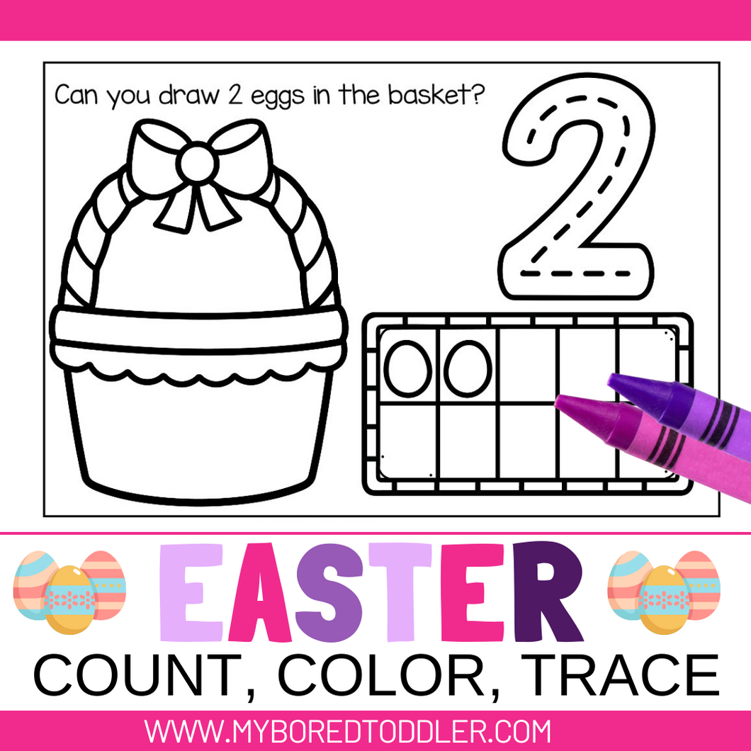 Easter Count, Color and Trace Sheets 0-10