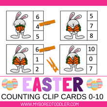 Load image into Gallery viewer, Easter Bunny Counting Clip Cards (zero to ten)
