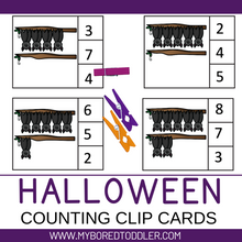 Load image into Gallery viewer, Halloween Bats Counting Clip Cards Color &amp; Black &amp; White
