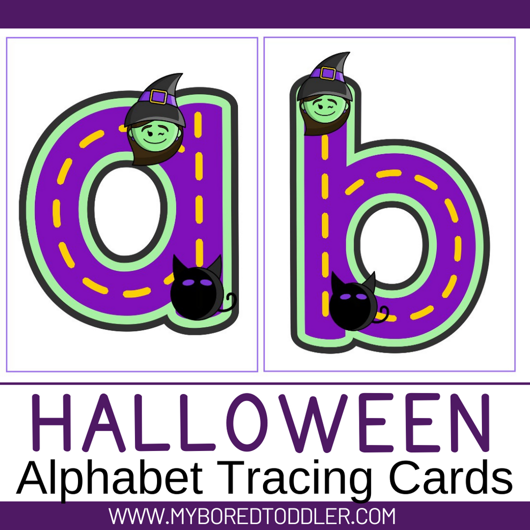Halloween Alphabet Tracing Cards Lowercase - Large