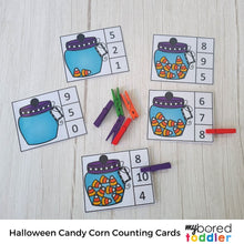 Load image into Gallery viewer, Halloween Candy Corn Counting Clip Cards 0 - 10 Color &amp; Black &amp; White

