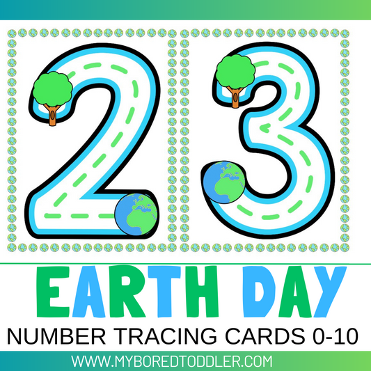 Earth Day Number Tracing Cards 0-10