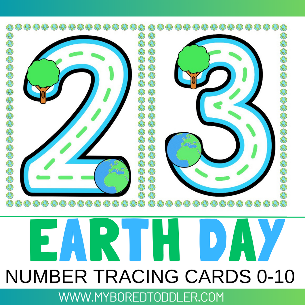 Earth Day Number Tracing Cards 0-10