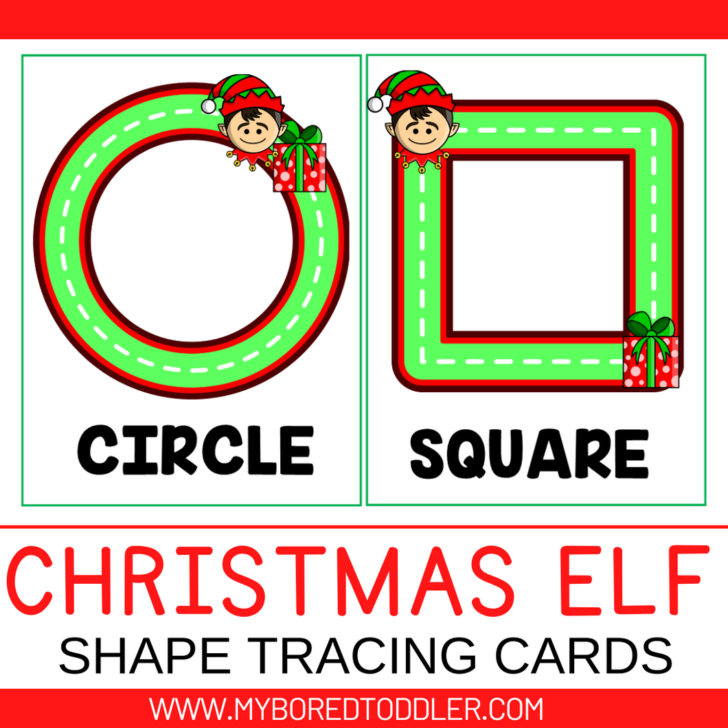Elf Christmas Shape Tracing Cards