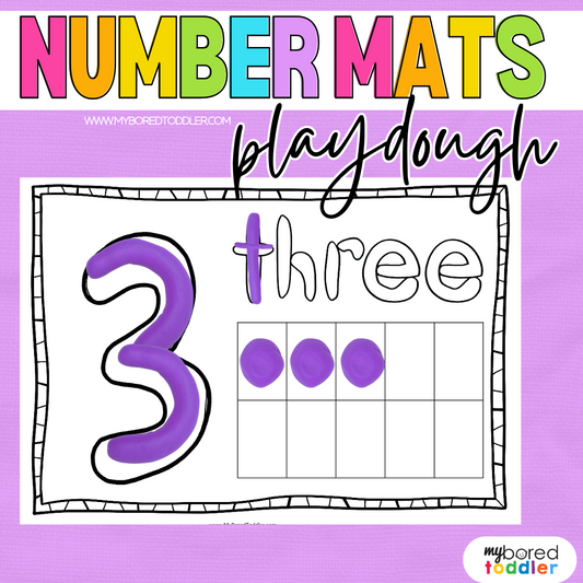 Number Playdough Mats Black and White 0-10