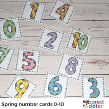 Load image into Gallery viewer, Spring Number Cards Zero to Ten
