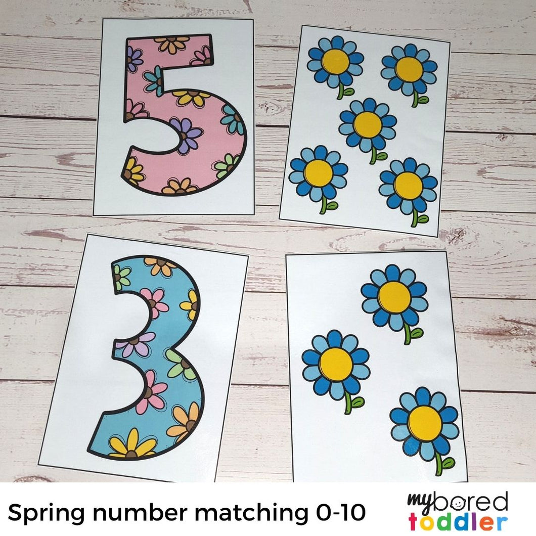 Spring Number Matching Cards Large - Zero to Ten