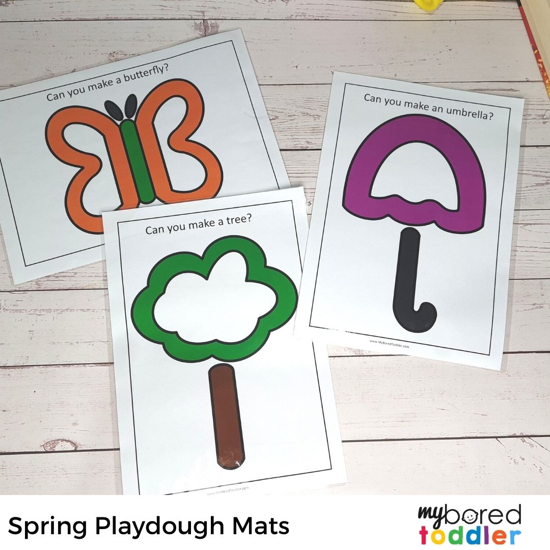 7 Spring Playdough Mats (Color and Black and White)