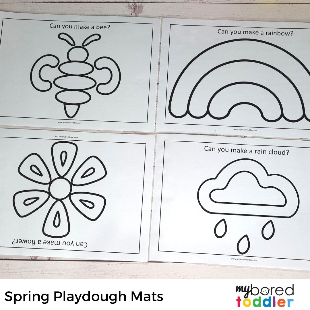 Summer Playdough Mats for Toddlers Black and White by My Bored Toddler