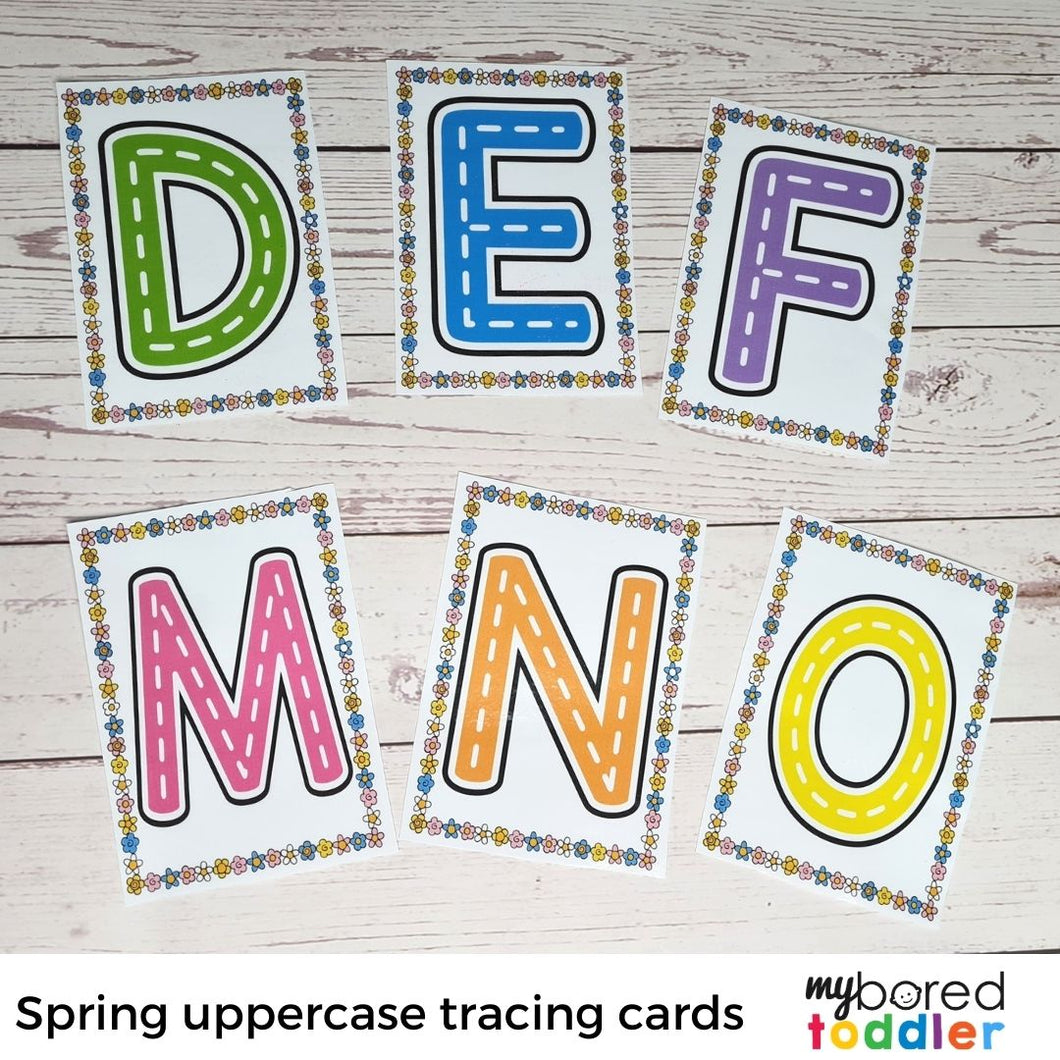 Spring Tracing Alphabet Cards - Uppercase