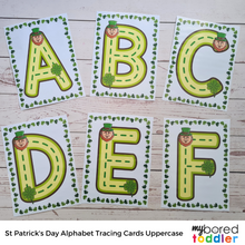 Load image into Gallery viewer, St Patrick&#39;s Day Alphaet Tracing Cards Lowercase &amp; Uppercase
