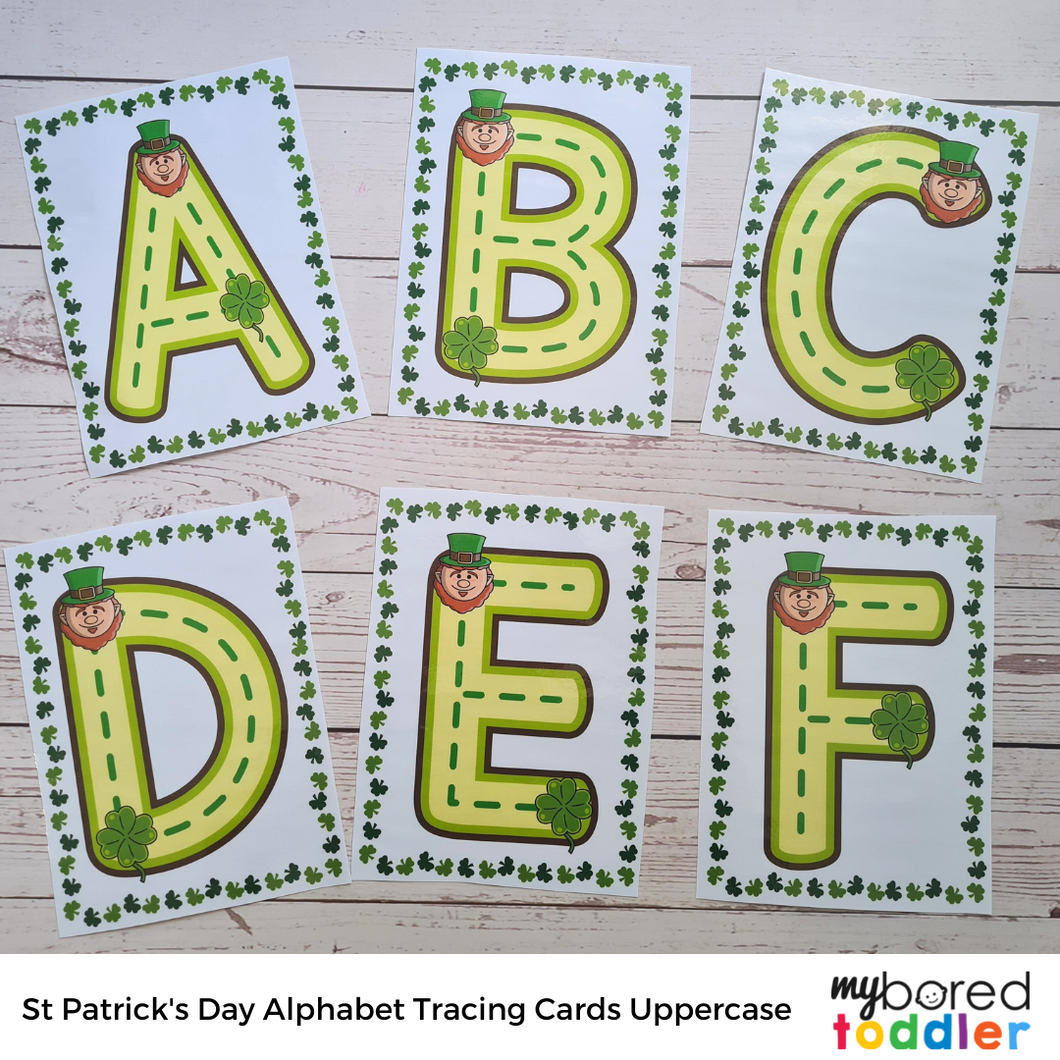 St Patrick's Day Alphaet Tracing Cards Lowercase & Uppercase
