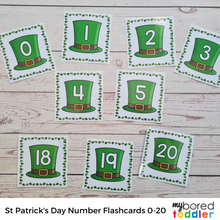 Load image into Gallery viewer, St Patrick&#39;s Day Number Flashcards 0-20
