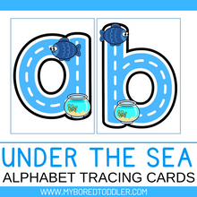 Load image into Gallery viewer, Under the Sea Alpahbet Tracing Cards - Uppercase &amp; Lowercase
