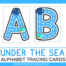 Load image into Gallery viewer, Under the Sea Alpahbet Tracing Cards - Uppercase &amp; Lowercase
