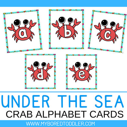 Under the Sea / Ocean Crab Alphabet Flashcards - Uppercase & Lowercase