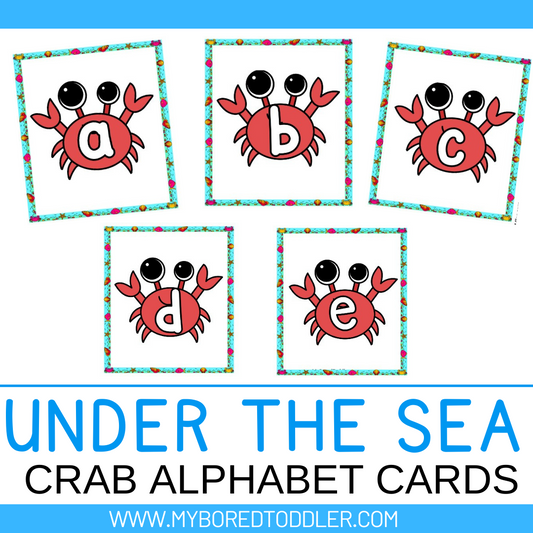 Under the Sea / Ocean Crab Alphabet Flashcards - Uppercase & Lowercase