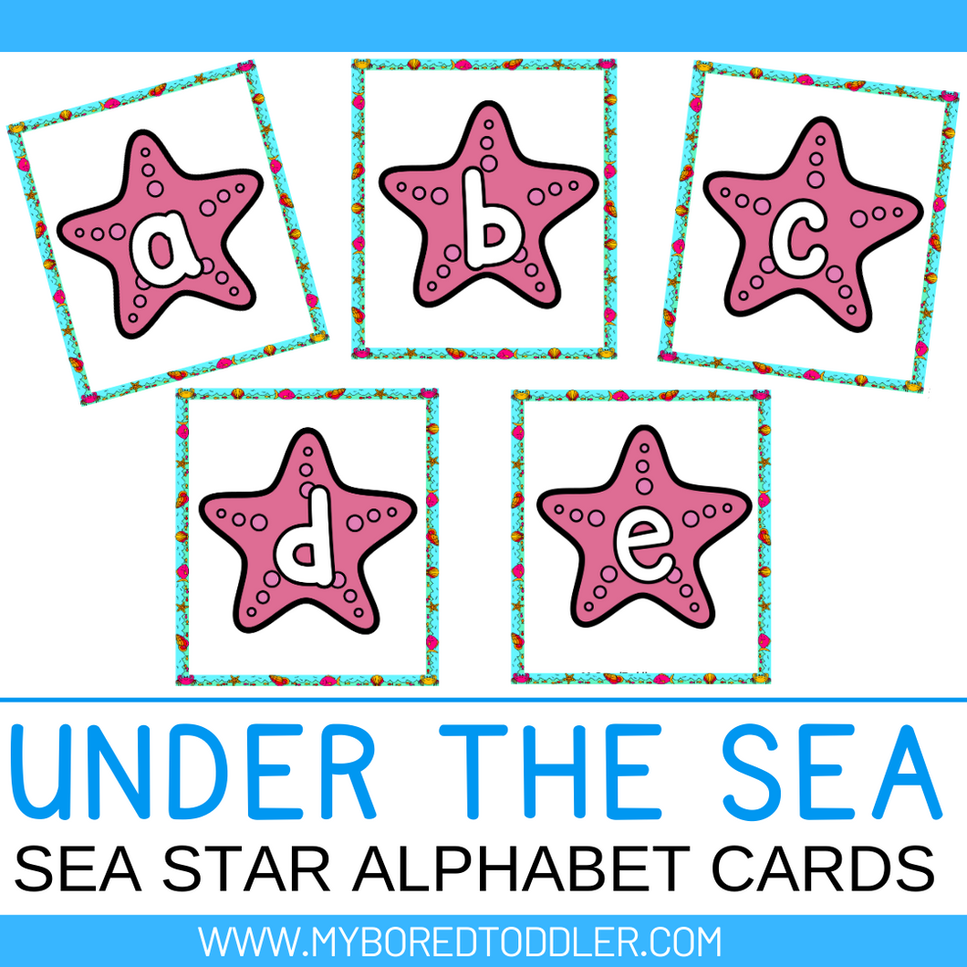 Under the Sea / Ocean Sea Star Alphabet Flashcards Uppercase & Lowercase