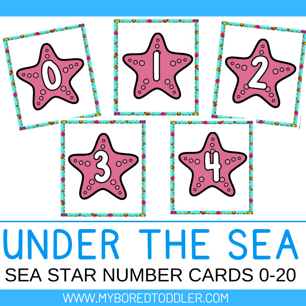 Under the Sea / Ocean Sea Star Number Flashcards 0-20