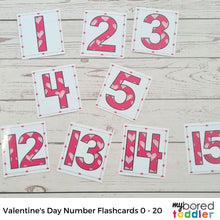 Load image into Gallery viewer, Valentine&#39;s Day Number Flashcards 0 - 20
