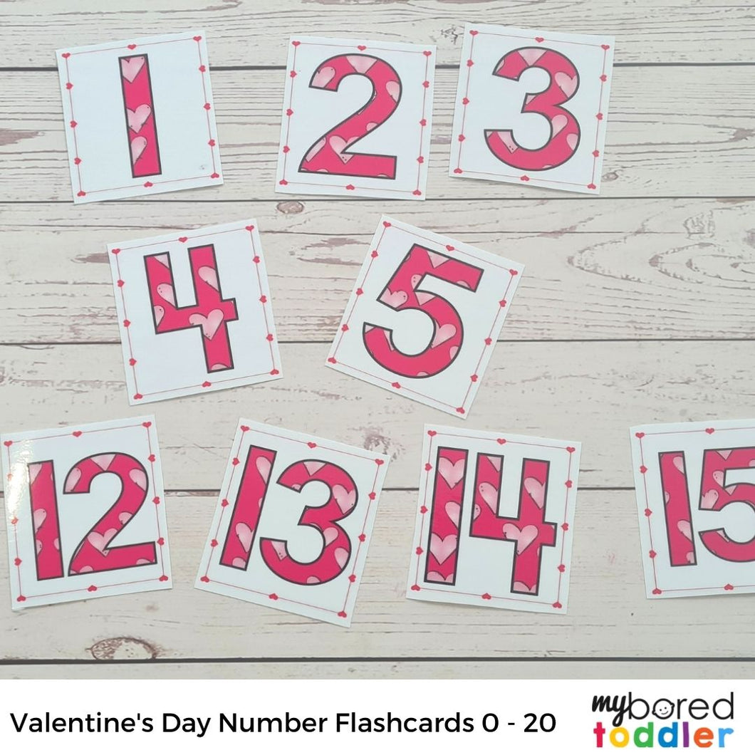 Valentine's Day Number Flashcards 0 - 20