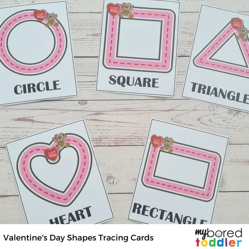 Valentine's Day Shape Tracing Cards