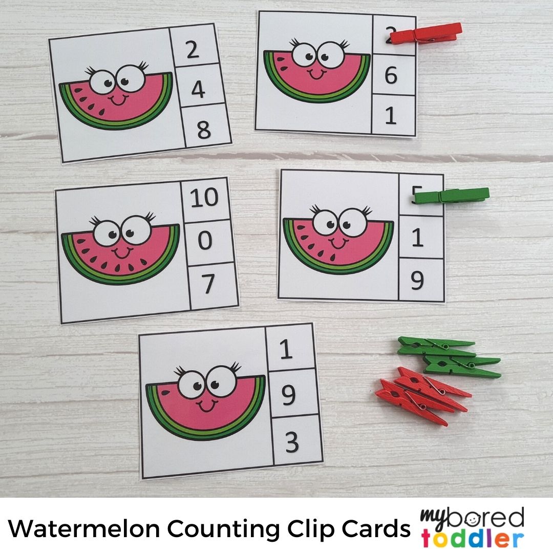 Summer Watermelon Counting Clip Cards 0-10