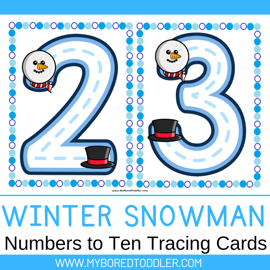 Winter Snowman Number Tracing Cards 0-10