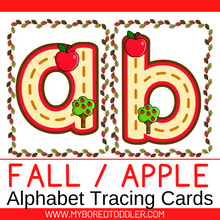 Load image into Gallery viewer, Autumn / Fall Apple Alphabet Tracing Cards (lowercase)
