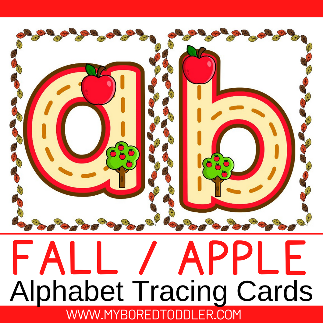 Autumn / Fall Apple Alphabet Tracing Cards (lowercase)