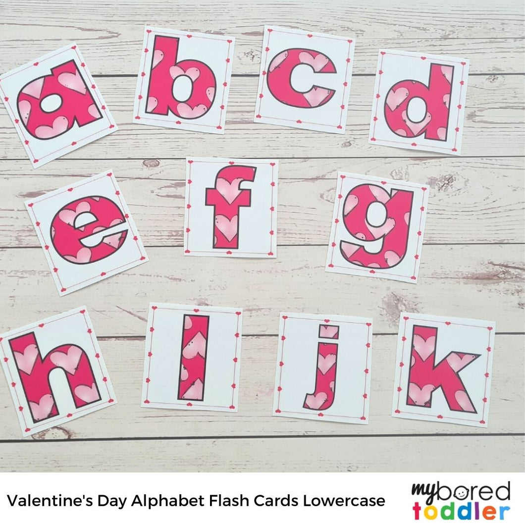 Valentine's Day Alphabet Flashcards Lowercase & Uppercase