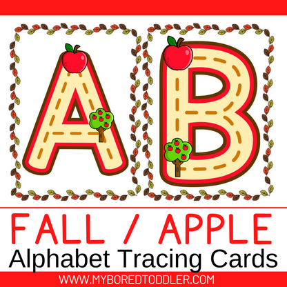Autumn / Fall Apple Alphabet Tracing Cards (uppercase)