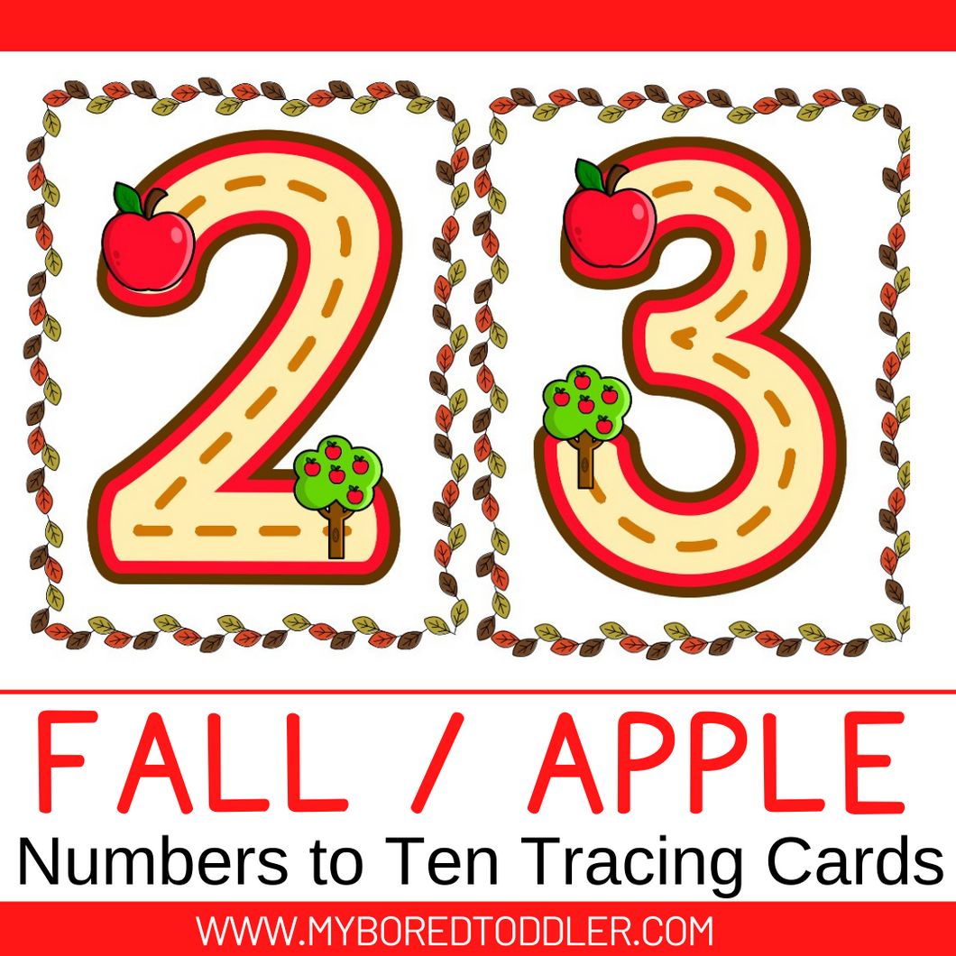 Autumn / Fall Apple Number Tracing Cards 0 - 10 Large