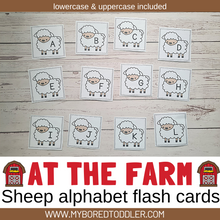 Load image into Gallery viewer, FARM THEMED Alphabet Flashcards Lowercase &amp; Uppercase
