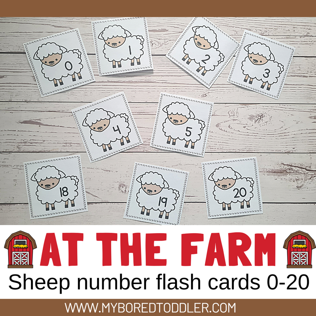 FARM sheep Number Flashcards 0-20