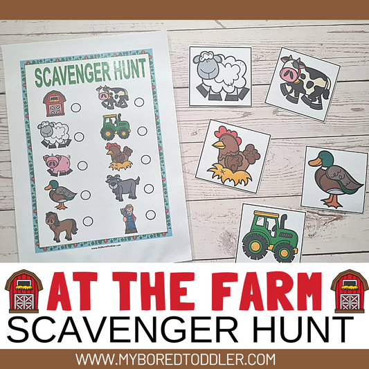 Toddler Preschool Farm theme Scavenger Hunt / Treasure Hunt