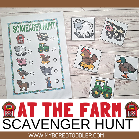 Toddler Preschool Farm theme Scavenger Hunt / Treasure Hunt – My Bored ...